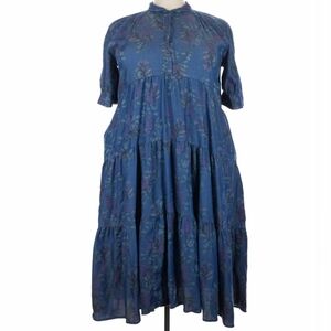 Natural Life Blue Floral Tiered Midi Dress | Size XXL